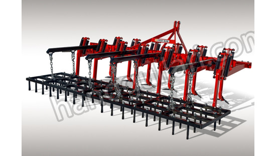 Back of The Cultivator Tooth Harrow and Rotary Harrow 