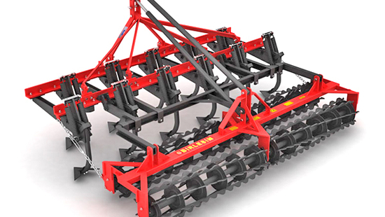 Heavy Upright Thick Chassis Cultivator Double Row Rotary Harrow Combination